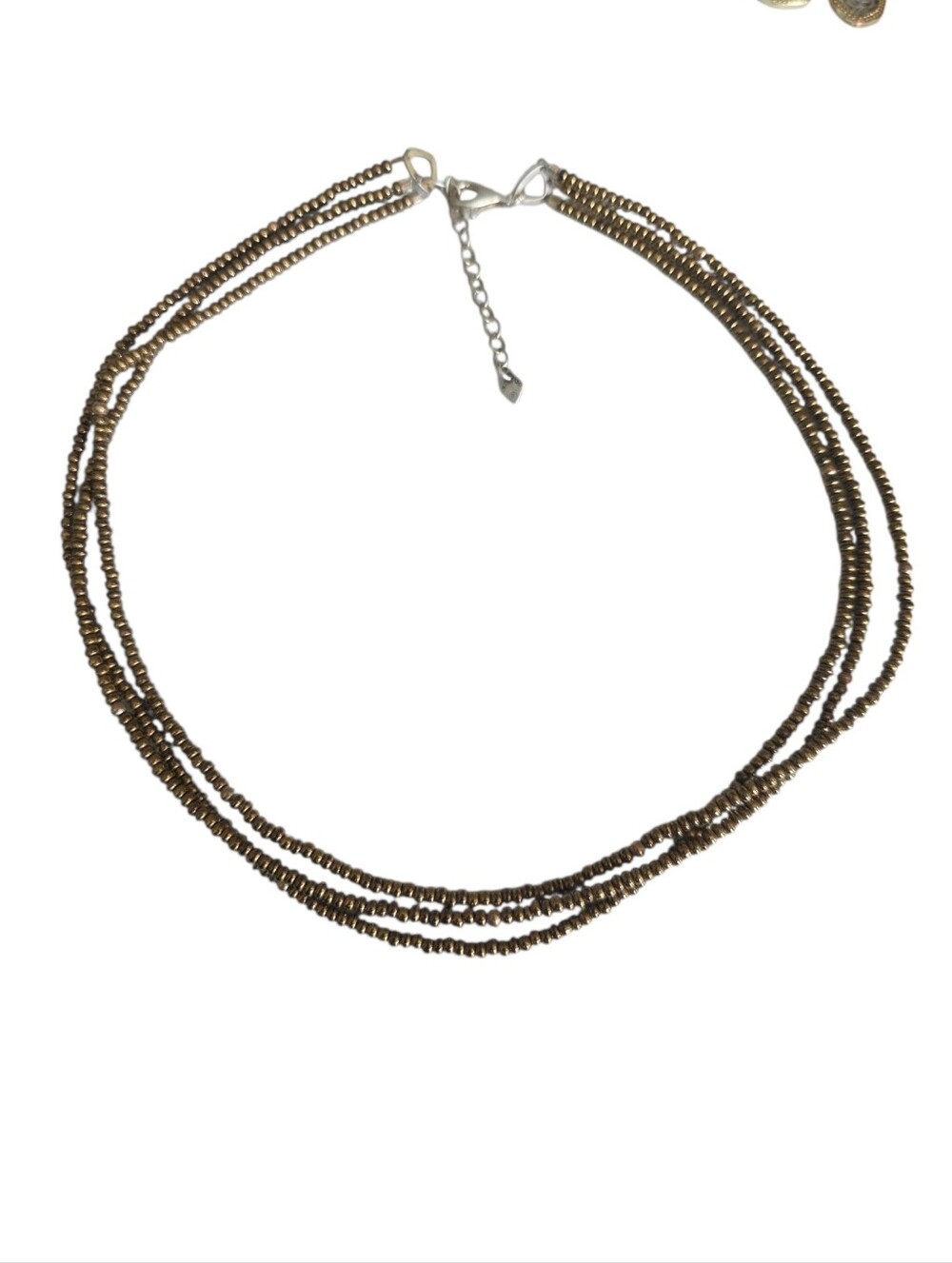 Silpada bronze metallic glass bead 3-strand Necklace N1591